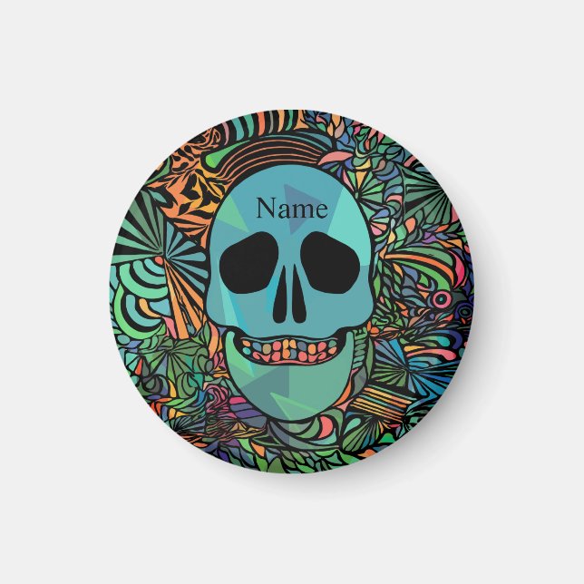 Halloween Hippie Skull Thunder_Cove Magnet (Framsidan)