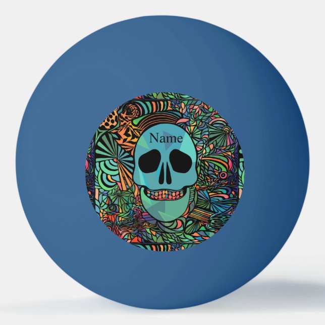 Halloween Hippie Skull Thunder_Cove Pingisboll (Framsidan)