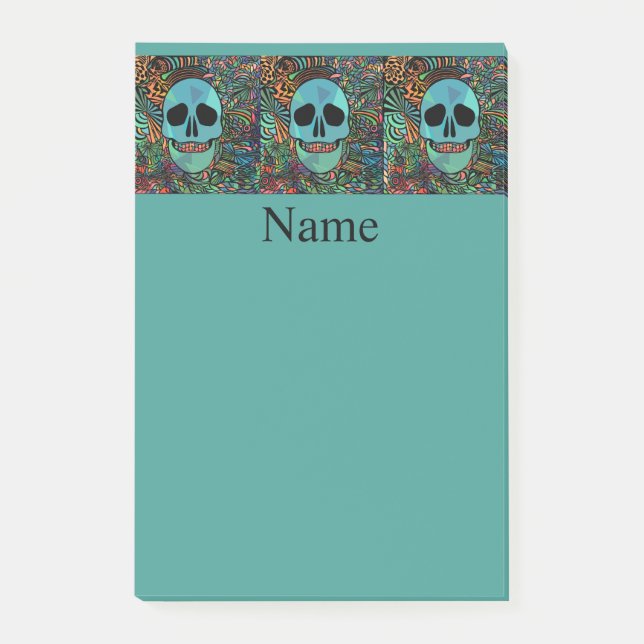 Halloween Hippie Skull Thunder_Cove Post-it Block (Framsida)