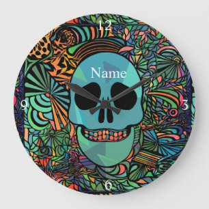 Halloween Hippie Skull Thunder_Cove Stor Klocka