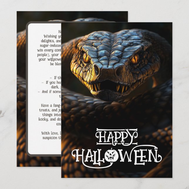 Halloween 🐍"Hiss-terical Haunt-card Inbjudningar (Fram/baksida)