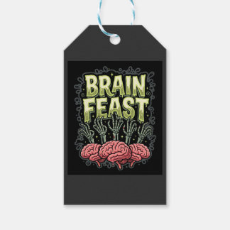 Halloween hjärnbankett Zombie-händer Vektordesign Presentetikett