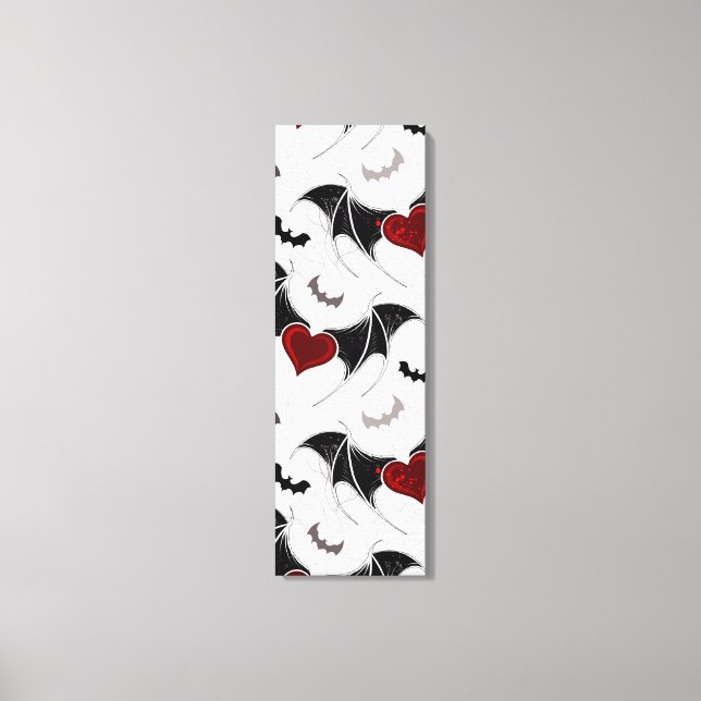 Halloween-hjärta med svart fladdermus vingar canvastryck (Framsida)