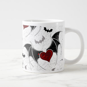 Halloween-hjärta med svart fladdermus vingar jumbo mugg