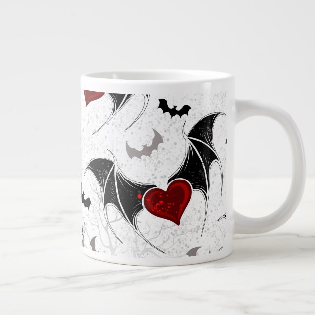 Halloween-hjärta med svart fladdermus vingar jumbo mugg (Höger)