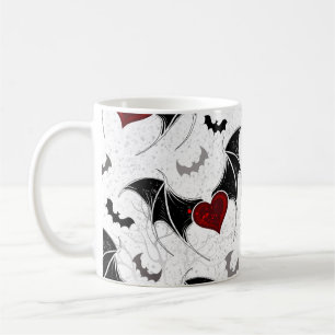 Halloween-hjärta med svart fladdermus vingar kaffemugg