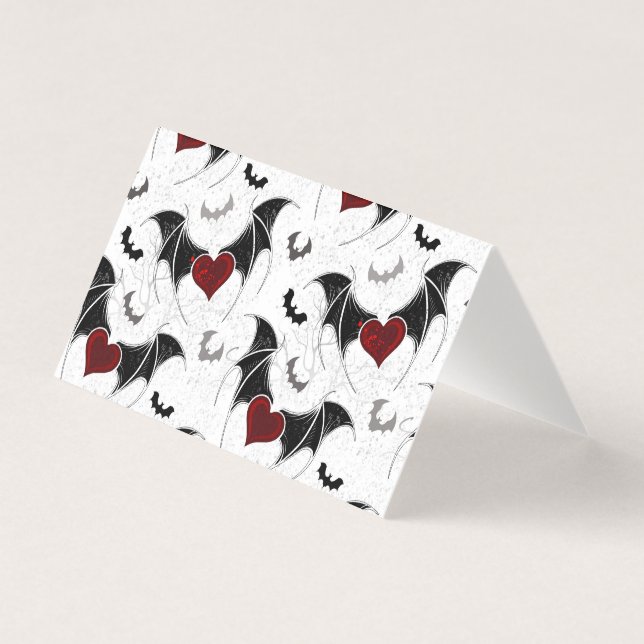 Halloween-hjärta med svart fladdermus vingar kort (Framsida)