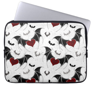 Halloween-hjärta med svart fladdermus vingar laptop fodral
