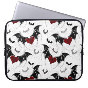 Halloween-hjärta med svart fladdermus vingar laptop fodral