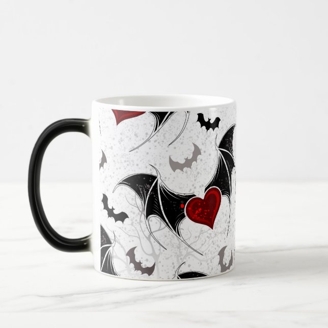 Halloween-hjärta med svart fladdermus vingar magisk mugg (Vänster)