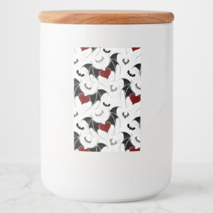 Halloween-hjärta med svart fladdermus vingar mat etikett