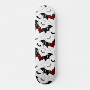 Halloween-hjärta med svart fladdermus vingar mini skateboard bräda 18,5 cm