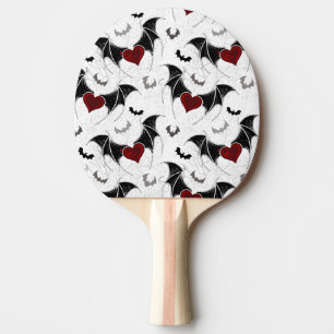 Halloween-hjärta med svart fladdermus vingar pingisracket