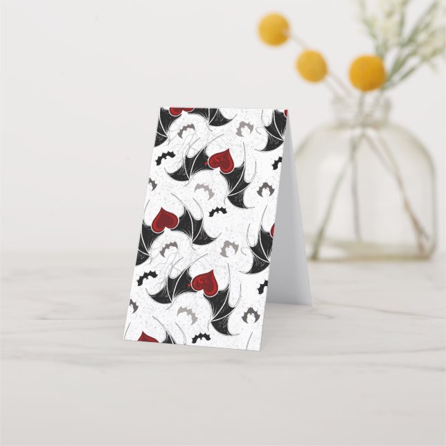 Halloween-hjärta med svart fladdermus vingar tidsbeställning kort (Baksida)