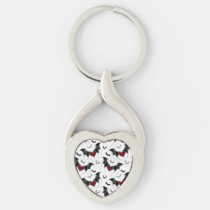 Halloween-hjärta med svart fladdermus vingar twisted heart silverfärgad nyckelring