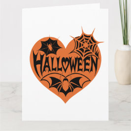 Halloween-hjärta, Orange hjärta form, Spindelnät Kort