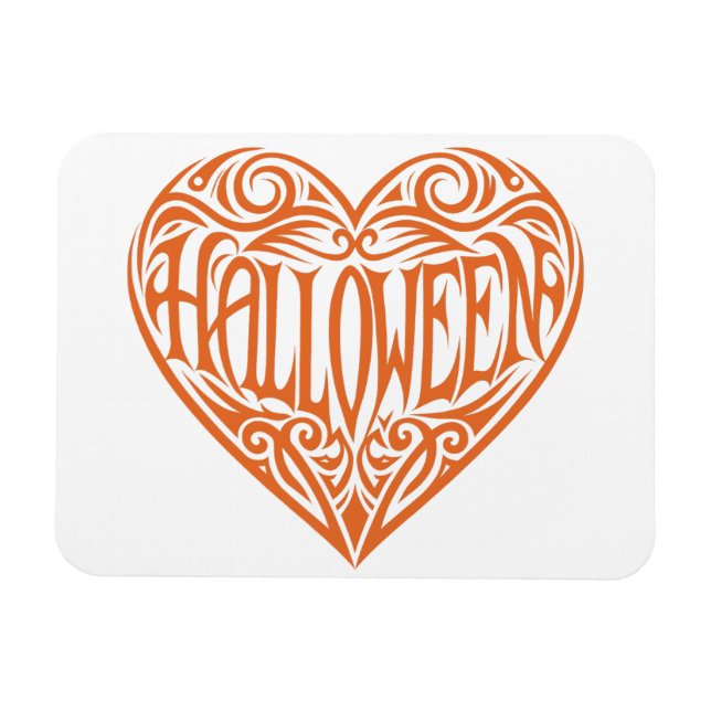 Halloween-hjärta, Orange Hjärta, Högtid Magnet (Horisontell)