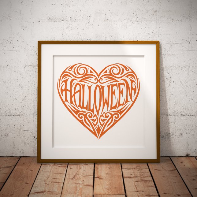 Halloween-hjärta, Orange Hjärta, Högtid Poster (Skapare uppladdad)