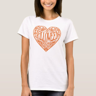 Halloween-hjärta, Orange Hjärta, Högtid T Shirt