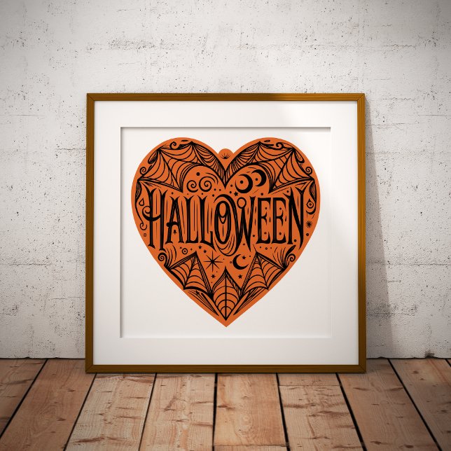 Halloween-hjärta, Orange hjärtform, Högtid Fototryck (Skapare uppladdad)