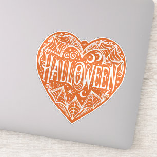 Halloween-hjärta, Orange hjärtform, Högtid Klistermärken
