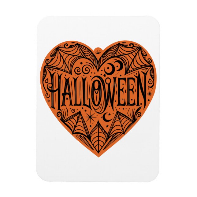 Halloween-hjärta, Orange hjärtform, Högtid Magnet (Vertikal)