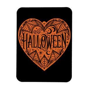 Halloween-hjärta, Orange hjärtform, Högtid Magnet