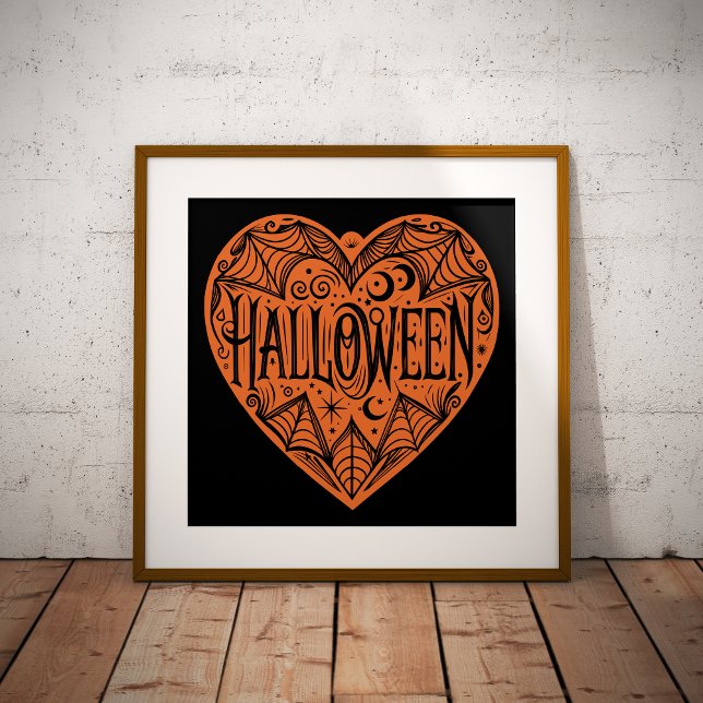Halloween-hjärta, Orange hjärtform, Högtid Poster (Skapare uppladdad)