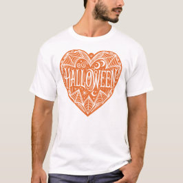 Halloween-hjärta, Orange hjärtform, Högtid T Shirt