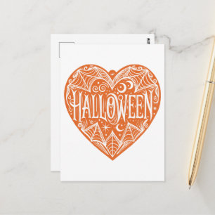 Halloween-hjärta, Orange hjärtform, Högtid Vykort