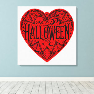 Halloween-hjärta, rött hjärta, högtid canvastryck