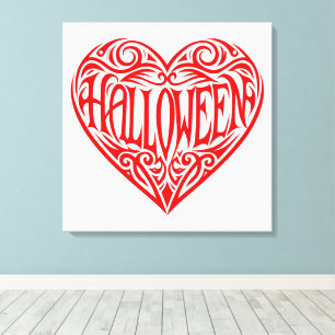 Halloween-hjärta, Rött hjärta, Högtid Canvastryck