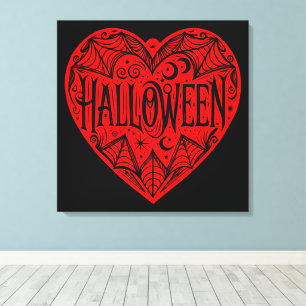 Halloween-hjärta, rött hjärta, högtid canvastryck