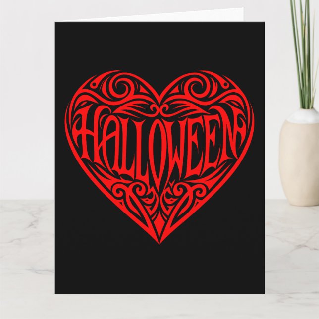 Halloween-hjärta, Rött hjärta, Högtid Kort (Framsida)