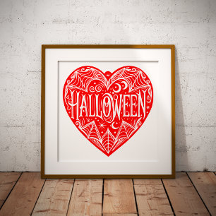 Halloween-hjärta, rött hjärta, högtid poster