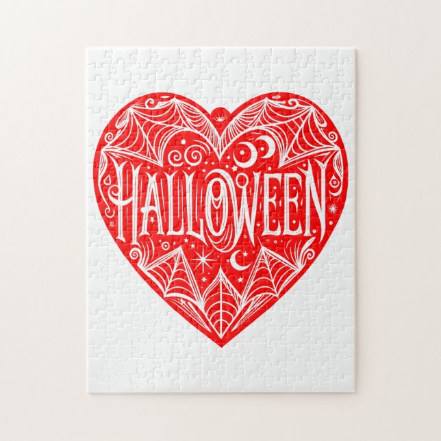 Halloween-hjärta, rött hjärta, högtid pussel (Vertikal)