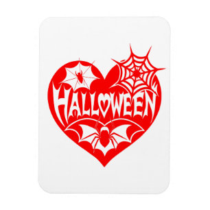 Halloween-hjärta, rött hjärta, spindelnät magnet