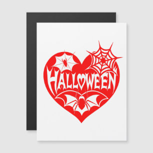 Halloween-hjärta, rött hjärta, spindelnät magnetisk inbjudningskort