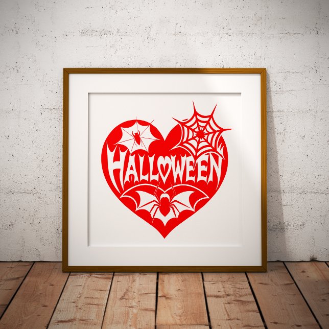 Halloween-hjärta, rött hjärta, spindelnät poster (Skapare uppladdad)