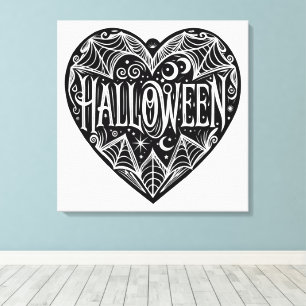 Halloween-hjärta, svart hjärta form, högtid canvastryck