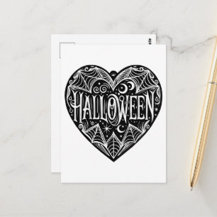 Halloween-hjärta, svart hjärta form, högtid vykort