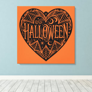 Halloween-hjärta, Svart hjärta, Högtid Canvastryck