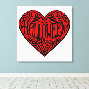 Halloween-hjärta, svart hjärta, högtid canvastryck