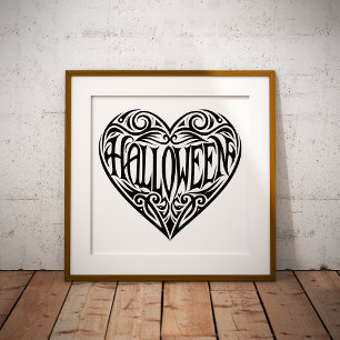Halloween-hjärta, svart hjärta, högtid fototryck