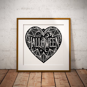 Halloween-hjärta, svart hjärta, högtid fototryck