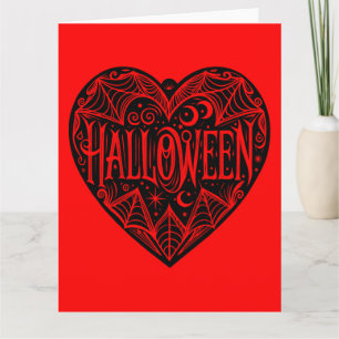 Halloween-hjärta, svart hjärta, högtid kort