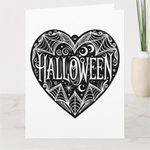 Halloween-hjärta, svart hjärta, högtid kort