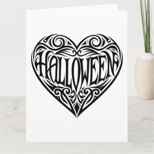 Halloween-hjärta, svart hjärta, högtid kort