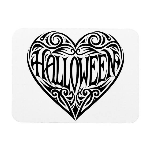 Halloween-hjärta, svart hjärta, högtid magnet (Horisontell)