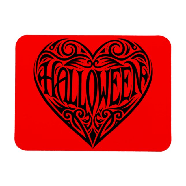 Halloween-hjärta, svart hjärta, högtid magnet (Horisontell)